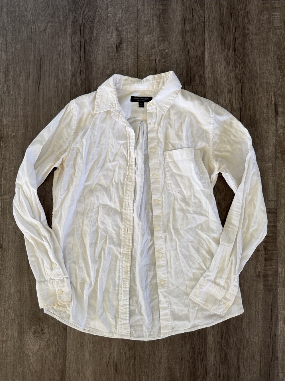 Banana Republic White Women's Cotton Button-Down Shirt